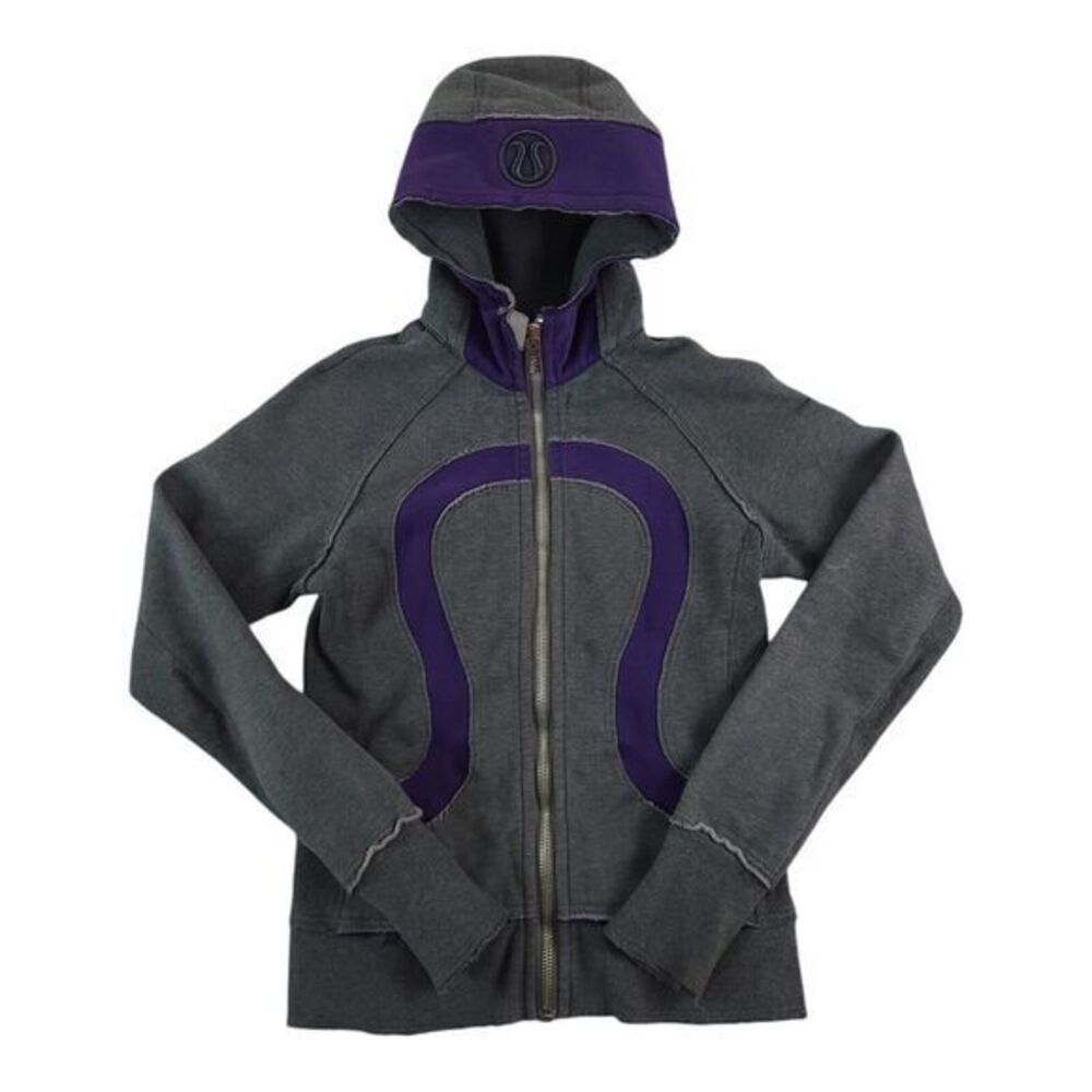 Lululemon Distressed Scuba Hoodie Full Zip Jacket Womens 8‎